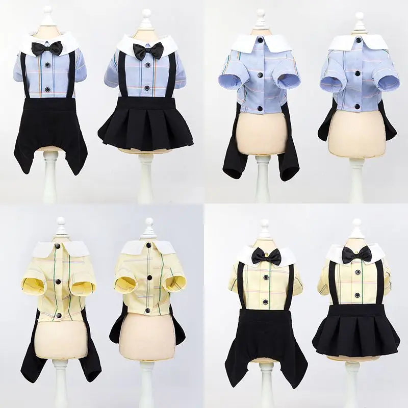 Dog Wedding Dress Couple Pet Clothing Jumpsuit Skirt Spring Summer Dog Clothes Overalls Yorkshire Poodle Pomeranian Puppy Outfit