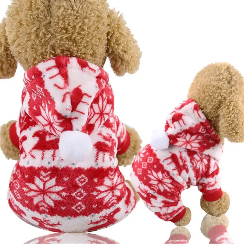 Dog Christmas Clothes Winter Warm Pet Clothes for Small Medium Dogs Elk Santa Claus Dog Cats Coat Hoodies Christmas Dogs Costume