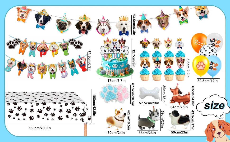 Dog Party Supplies,38pcs Puppy Birthday Party Decorations-Dog Birthday Banner Balloons Cake Toppers etc Dog Birthday Decorations