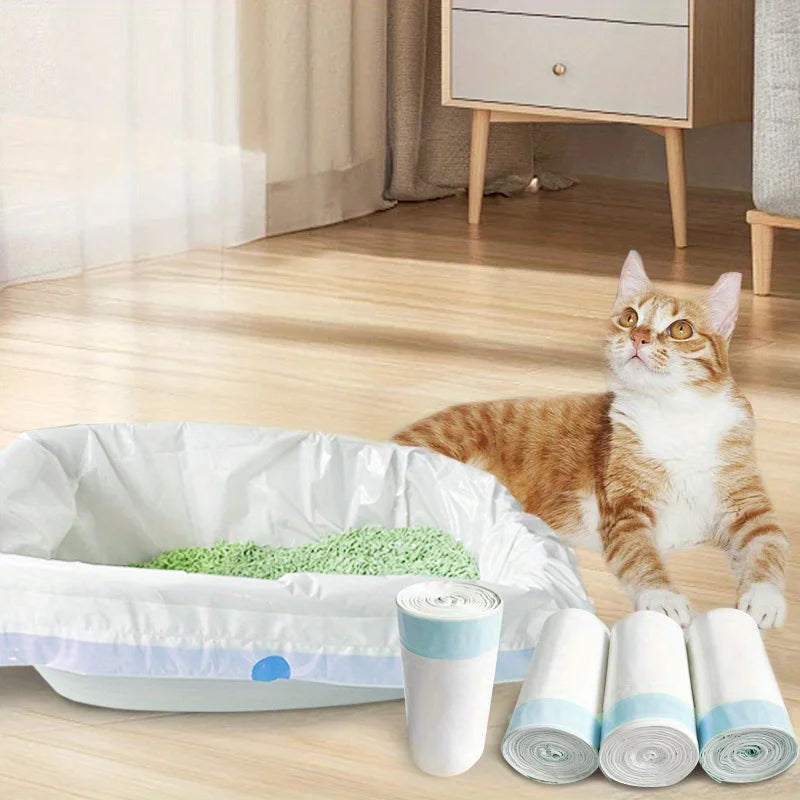 60pcs cat litter tray for replacing garbage bags, suitable for kitchen use. One roll contains 20 pieces, totaling three rolls
