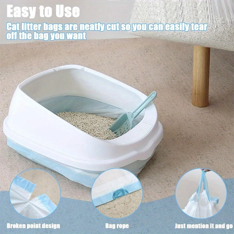 60pcs cat litter tray for replacing garbage bags, suitable for kitchen use. One roll contains 20 pieces, totaling three rolls