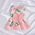 Dog Princess Dress Elegant Pet Clothes Bowknot Pink Princess Clothes Puppy Floral Tulle Pet Spring Summer Party Dresses for Smal