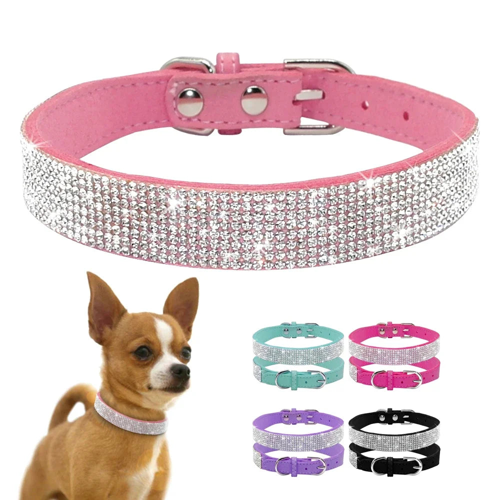 Dog Collar Crystal Glitter Rhinestone Pet Collars Small Medium Dogs