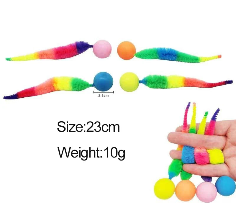 Cat interactive toys Tickle Cat Colorful bouncing ball Pet supplies Puzzle teasing indoor cat worm caterpillar elastic toy