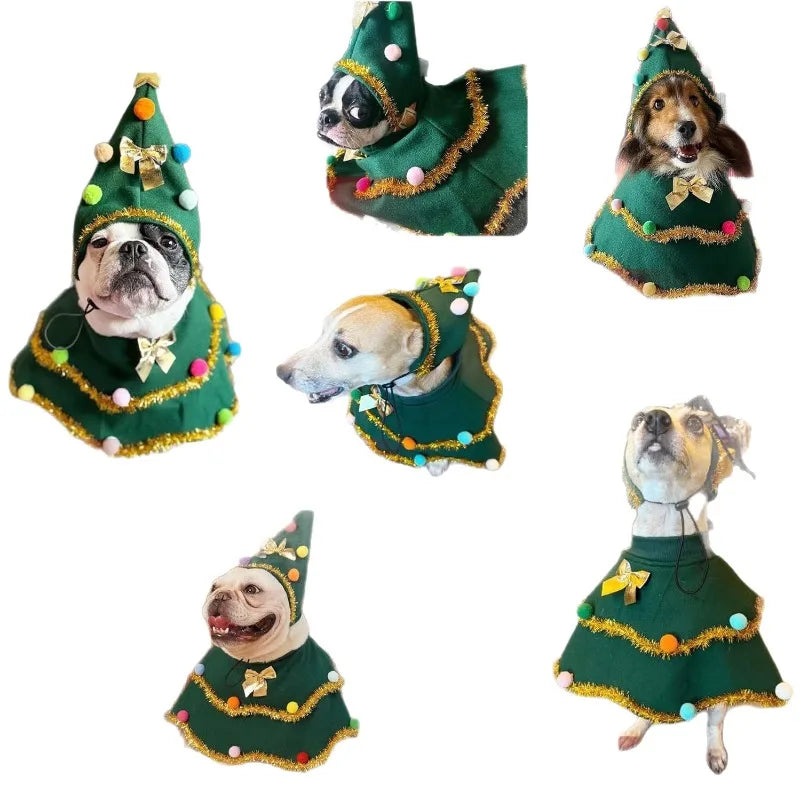 Cute Dog & Cat Christmas Costume - Adorable Pet Christmas Cloak Outfit for Home Use - Ideal for Holiday Role Play and Festive