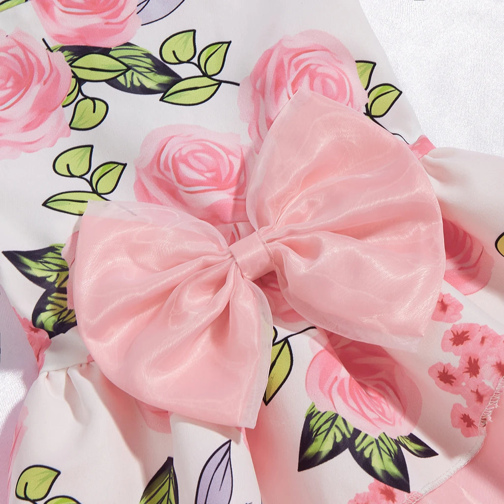 Dog Princess Dress Elegant Pet Clothes Bowknot Pink Princess Clothes Puppy Floral Tulle Pet Spring Summer Party Dresses for Smal