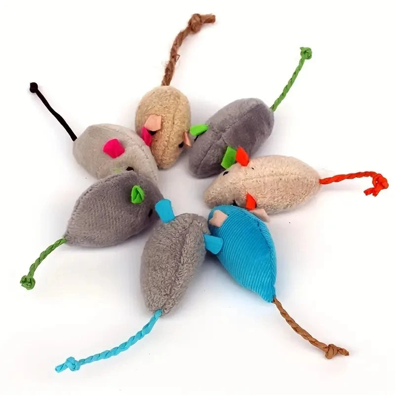 3 or 7PCS Interactive Plush Rat And Cat Toys With Durable Linen Perfect For Small Breeds Safe For Indoor Play