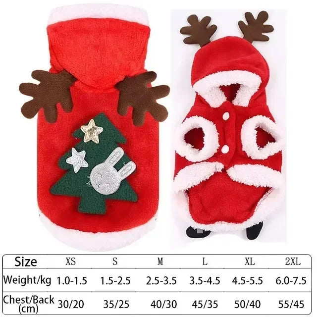 Dog Christmas Clothes Winter Warm Pet Clothes for Small Medium Dogs Elk Santa Claus Dog Cats Coat Hoodies Christmas Dogs Costume