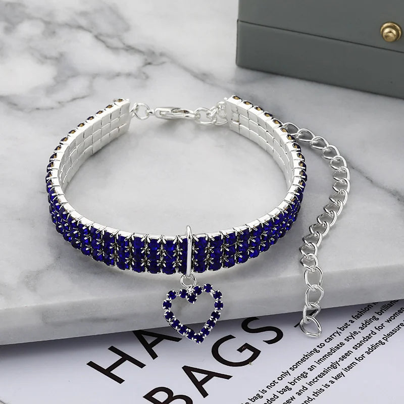 New Cat Rhinestone Pet Collars Love Decoration Necklace