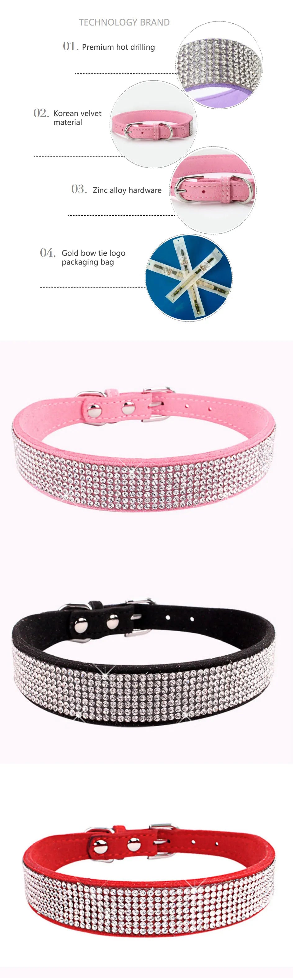 Dog Collar Crystal Glitter Rhinestone Pet Collars Small Medium Dogs