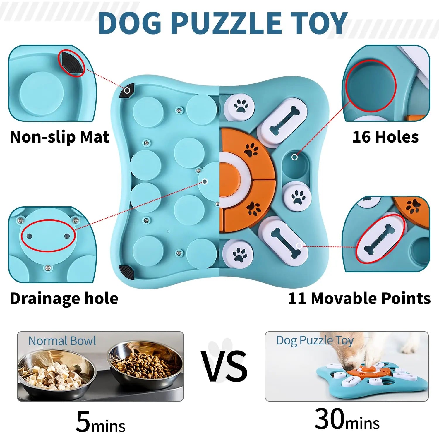 Interactive Puzzle Food Feeder for Small Big Pet Dogs  Slow Feeder IQ Training Mental Enrichment Game Toys Dog Treat Puzzle Disp