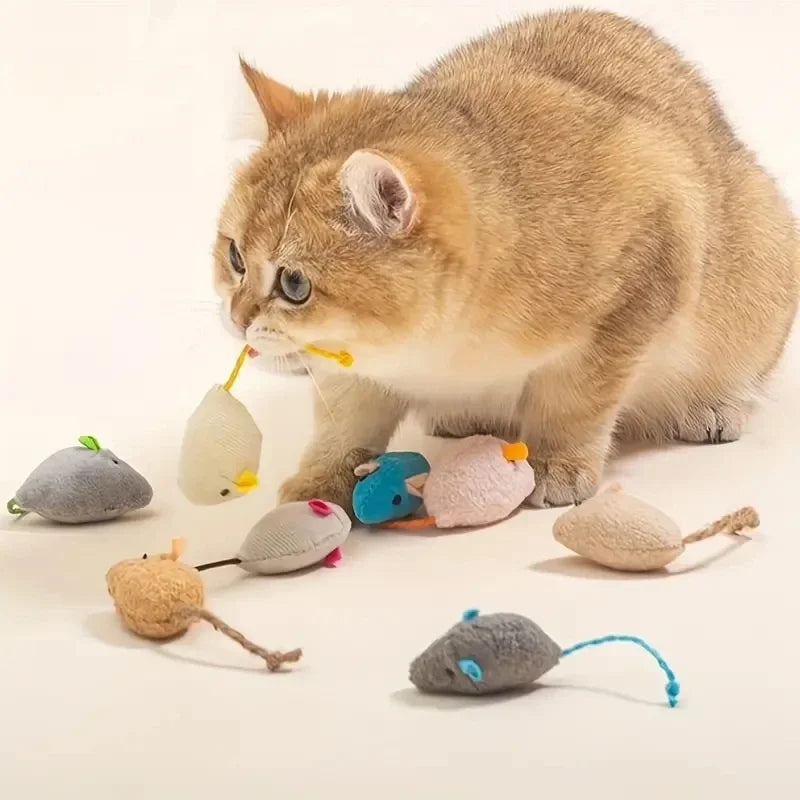 3 or 7PCS Interactive Plush Rat And Cat Toys With Durable Linen Perfect For Small Breeds Safe For Indoor Play