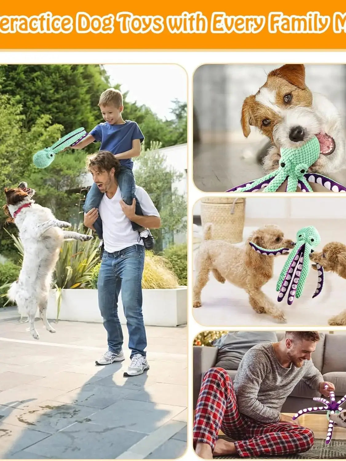 Large Squeaky Dog Toys- Plush Dog Toys with Soft Fabric for Small, Medium, and Large Dogs Daily Companionship, Training