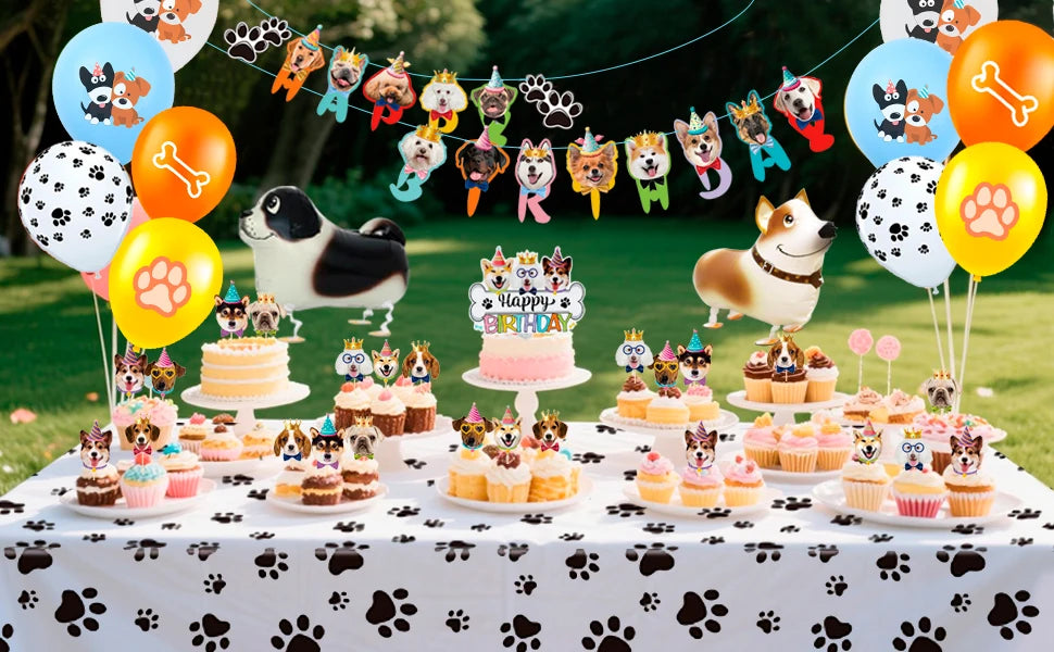 Dog Party Supplies,38pcs Puppy Birthday Party Decorations-Dog Birthday Banner Balloons Cake Toppers etc Dog Birthday Decorations