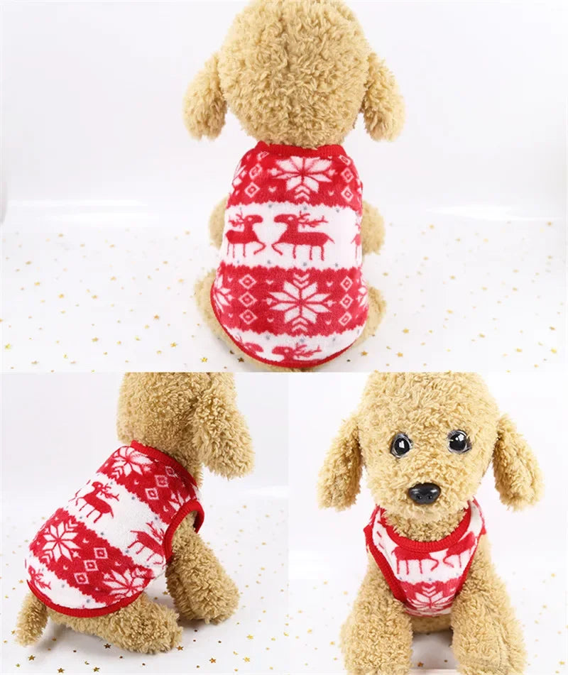 Dog Christmas Clothes Winter Warm Pet Clothes for Small Medium Dogs Elk Santa Claus Dog Cats Coat Hoodies Christmas Dogs Costume