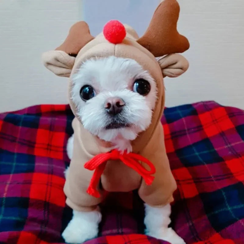 Dog Christmas Clothes Winter Warm Pet Clothes for Small Medium Dogs Elk Santa Claus Dog Cats Coat Hoodies Christmas Dogs Costume
