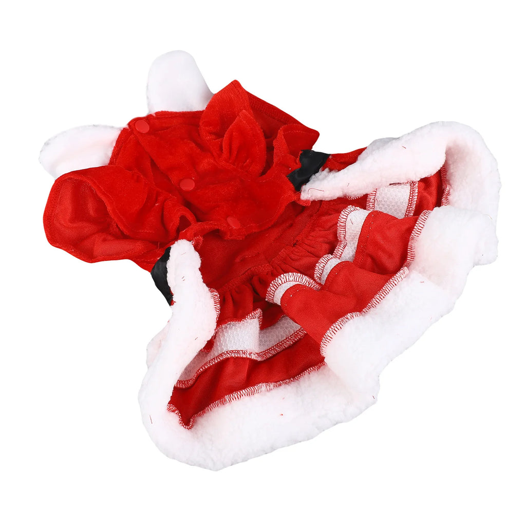 Dog Christmas Costume Puppy Dress Soft Warm Short Sleeve Xmas Pet Clothes Dog Christmas Outfit for Dogs Cats