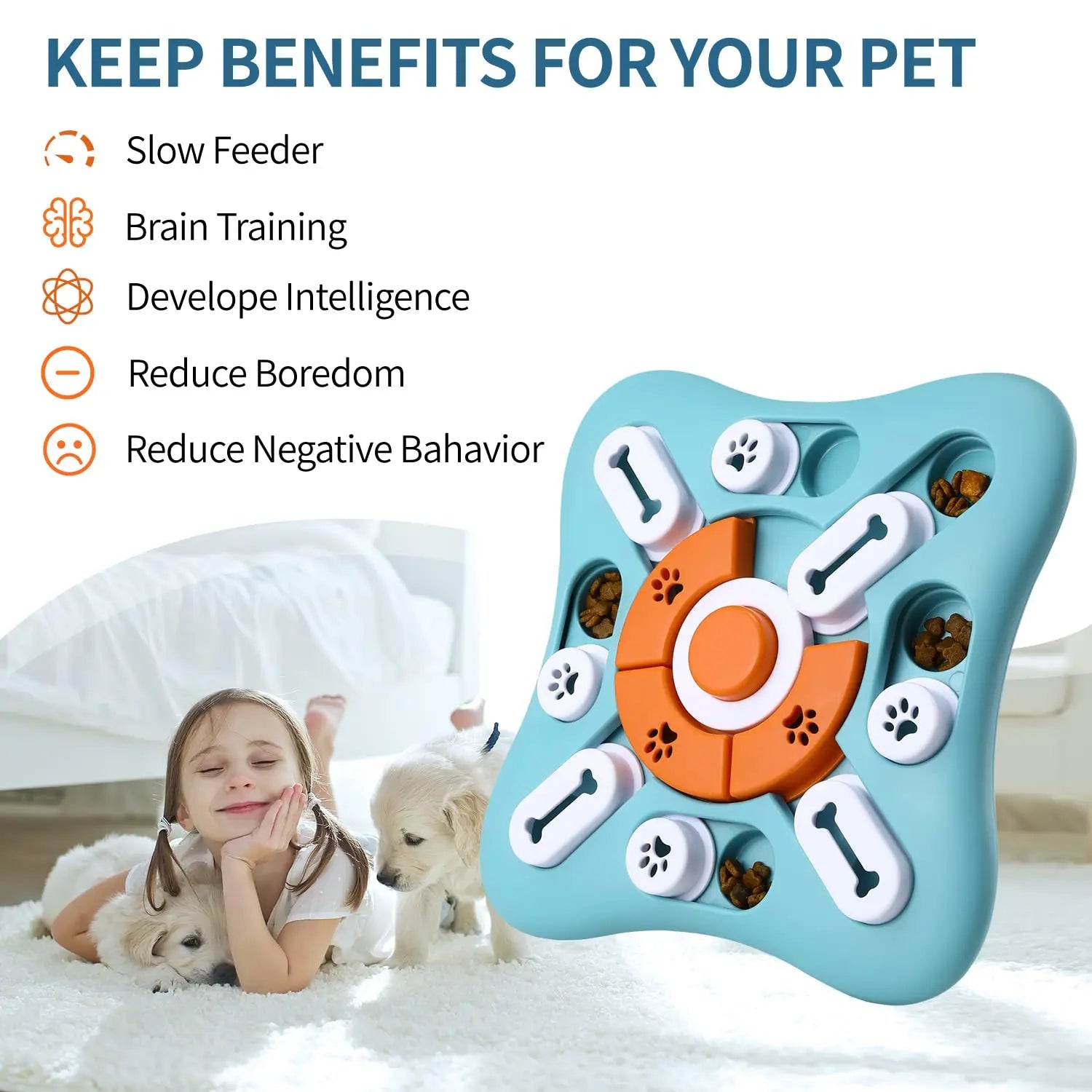 Interactive Puzzle Food Feeder for Small Big Pet Dogs  Slow Feeder IQ Training Mental Enrichment Game Toys Dog Treat Puzzle Disp