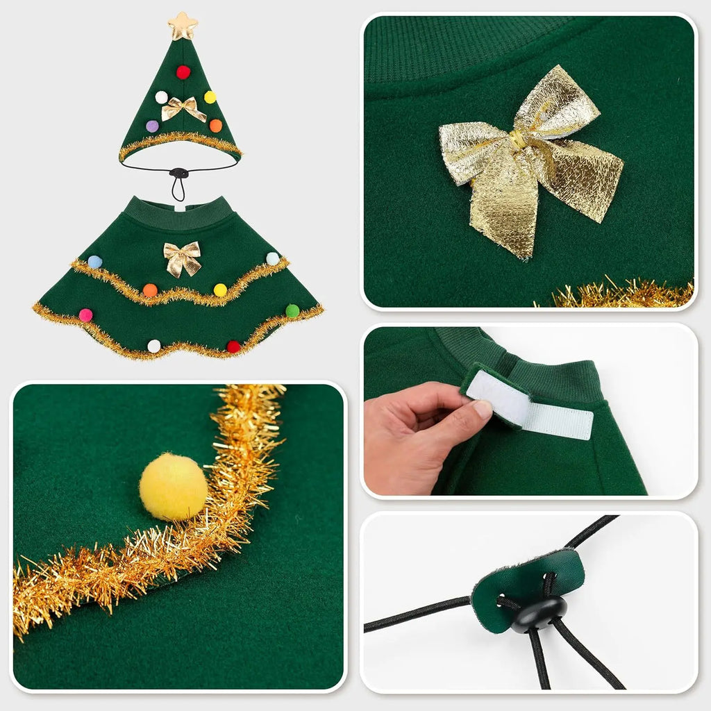 Cute Dog & Cat Christmas Costume - Adorable Pet Christmas Cloak Outfit for Home Use - Ideal for Holiday Role Play and Festive