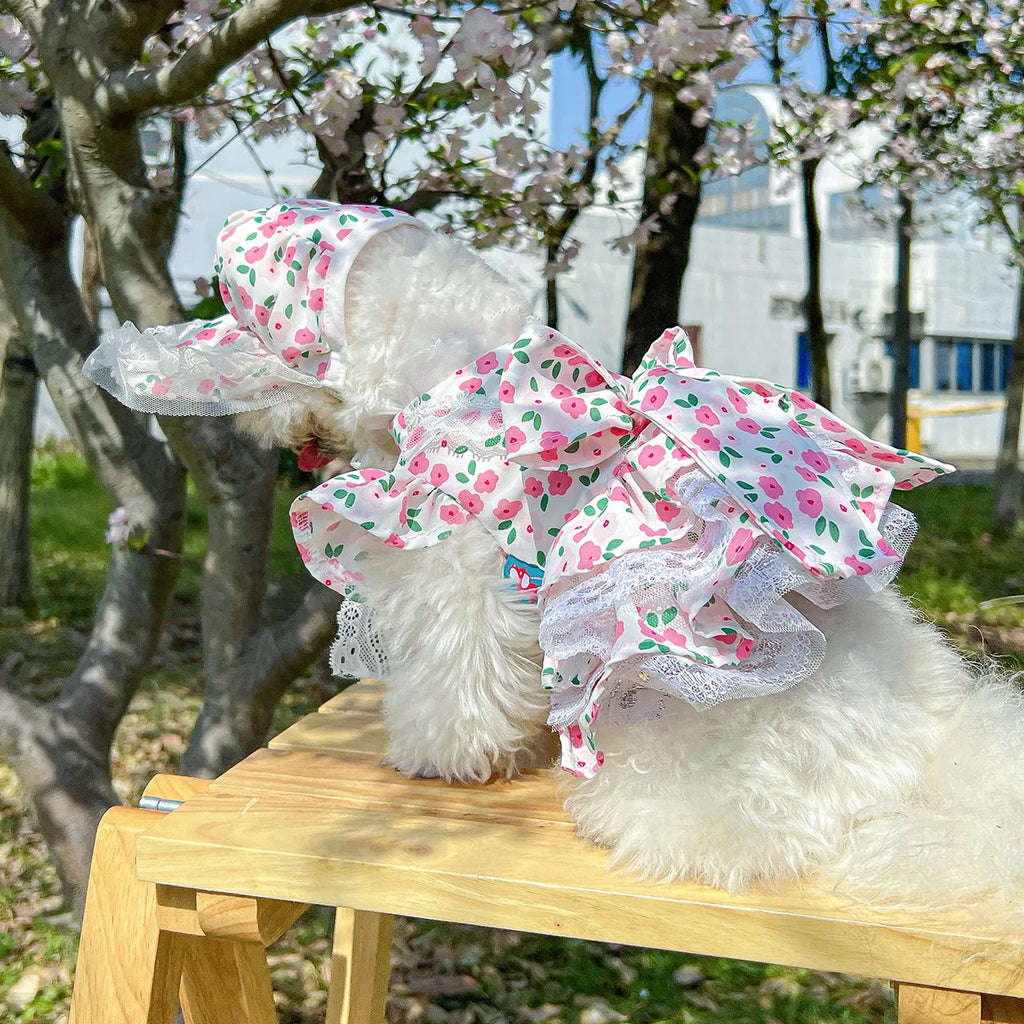 Pet clothes, floral dress, princess dress for dogs