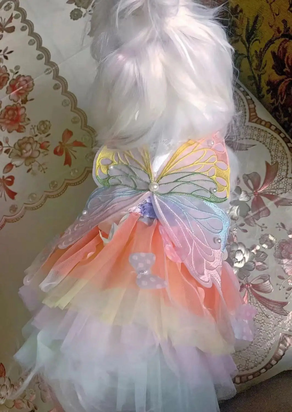 Dog Summer Butterfly Dress for Pets Luxury Clothes Puppy Bridal Gown Tulle Skirt Doggy Clothing, for Small Medium Dogs