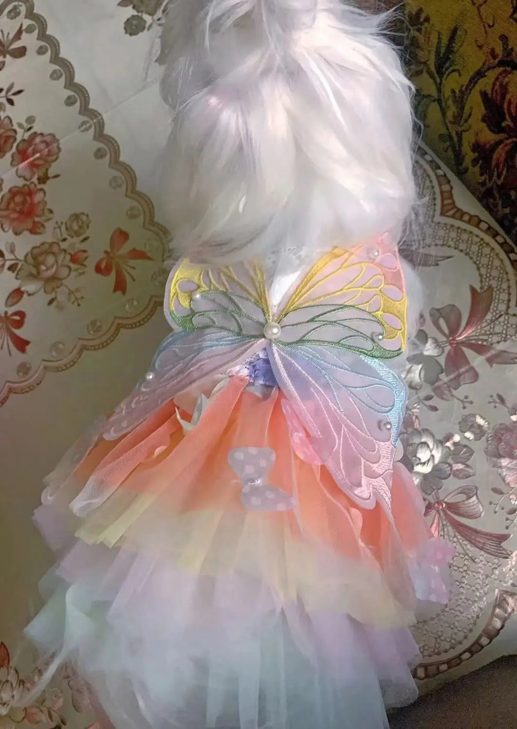Dog Summer Butterfly Dress for Pets Luxury Clothes Puppy Bridal Gown Tulle Skirt Doggy Clothing, for Small Medium Dogs