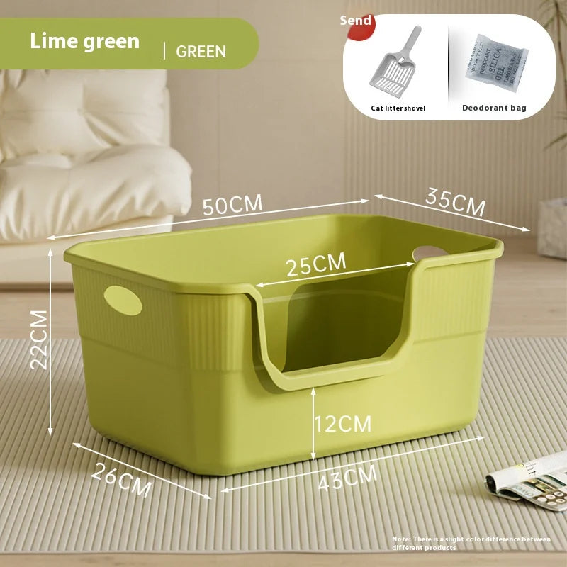 Cat Litter Box - Metal High Sided Cat Pan,Large Stainless Steel Box,Indoor Litter Tray,Non Stick,No Smell,Pet Toilet