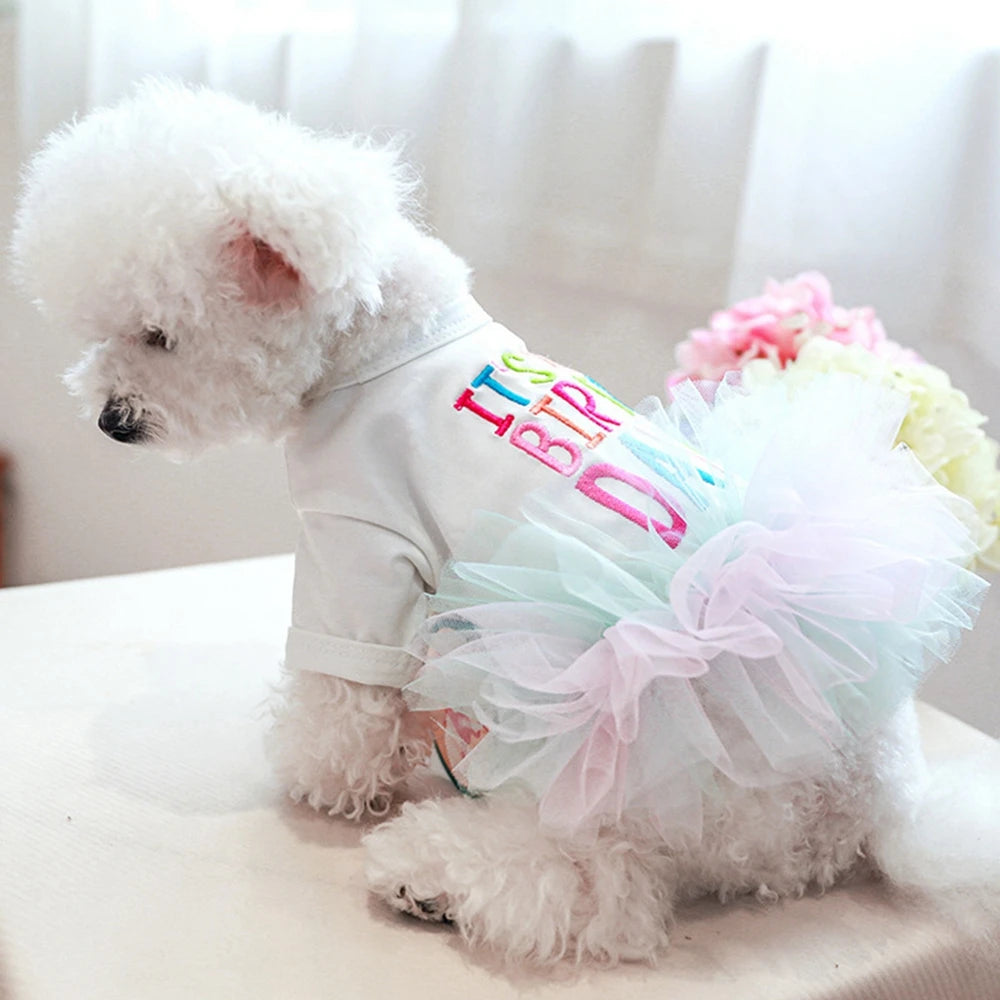 Dog Dress Summer Pet Clothes For Dogs Skirt Birthday Princess