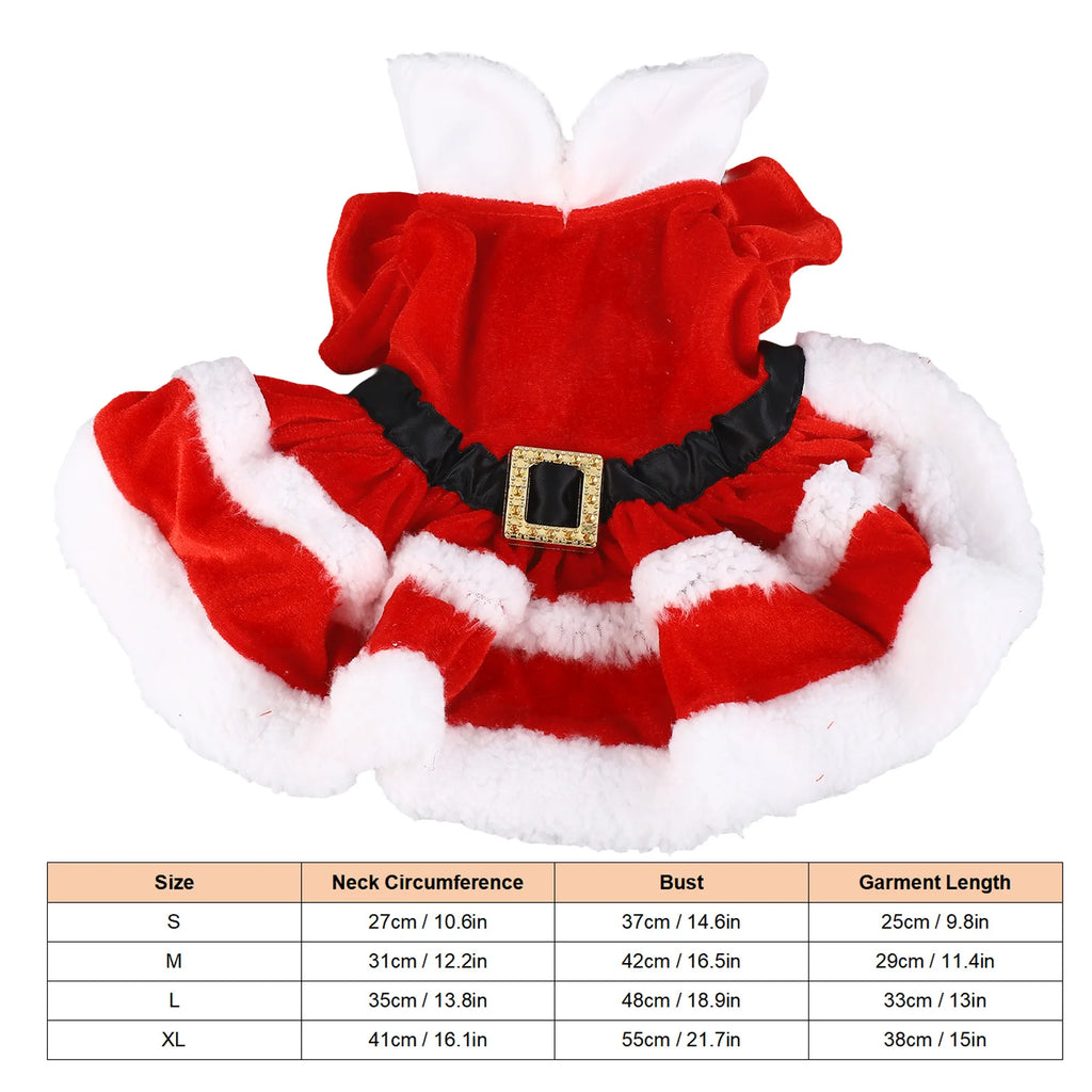Dog Christmas Costume Puppy Dress Soft Warm Short Sleeve Xmas Pet Clothes Dog Christmas Outfit for Dogs Cats