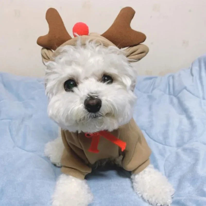 Dog Christmas Clothes Winter Warm Pet Clothes for Small Medium Dogs Elk Santa Claus Dog Cats Coat Hoodies Christmas Dogs Costume