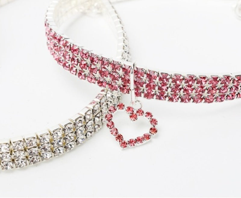New Cat Rhinestone Pet Collars Love Decoration Necklace