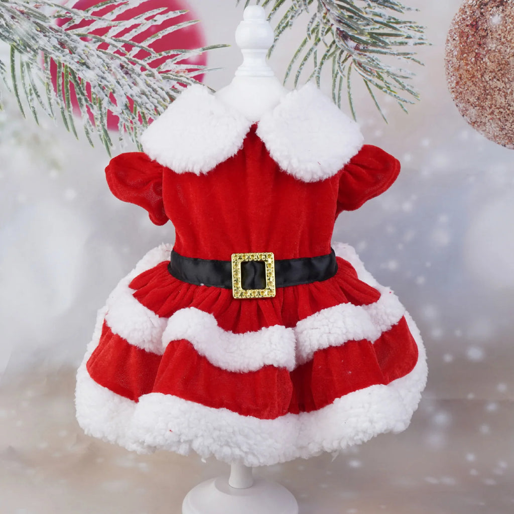 Dog Christmas Costume Puppy Dress Soft Warm Short Sleeve Xmas Pet Clothes Dog Christmas Outfit for Dogs Cats