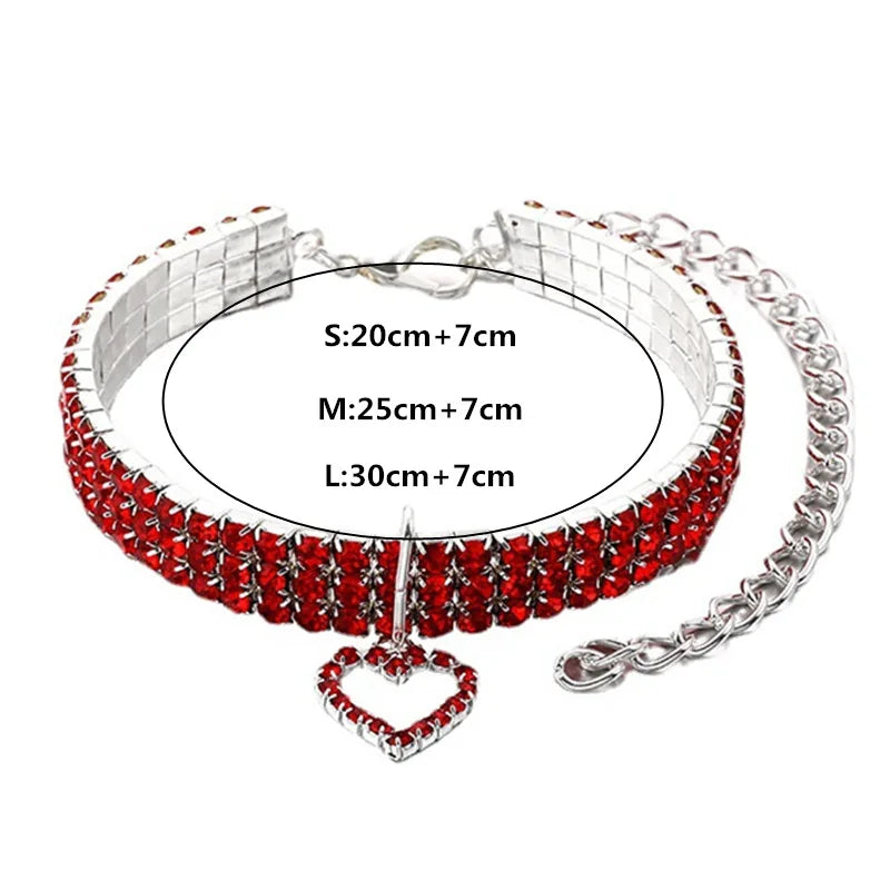 New Cat Rhinestone Pet Collars Love Decoration Necklace