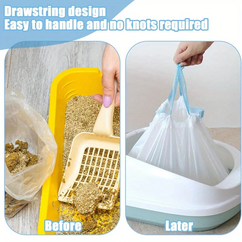 60pcs cat litter tray for replacing garbage bags, suitable for kitchen use. One roll contains 20 pieces, totaling three rolls