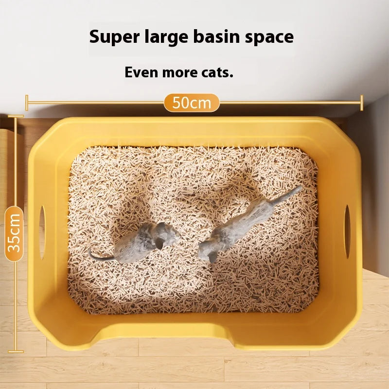 Cat Litter Box - Metal High Sided Cat Pan,Large Stainless Steel Box,Indoor Litter Tray,Non Stick,No Smell,Pet Toilet