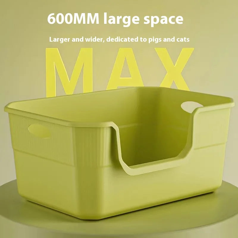 Cat Litter Box - Metal High Sided Cat Pan,Large Stainless Steel Box,Indoor Litter Tray,Non Stick,No Smell,Pet Toilet