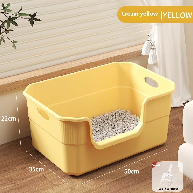Cat Litter Box - Metal High Sided Cat Pan,Large Stainless Steel Box,Indoor Litter Tray,Non Stick,No Smell,Pet Toilet