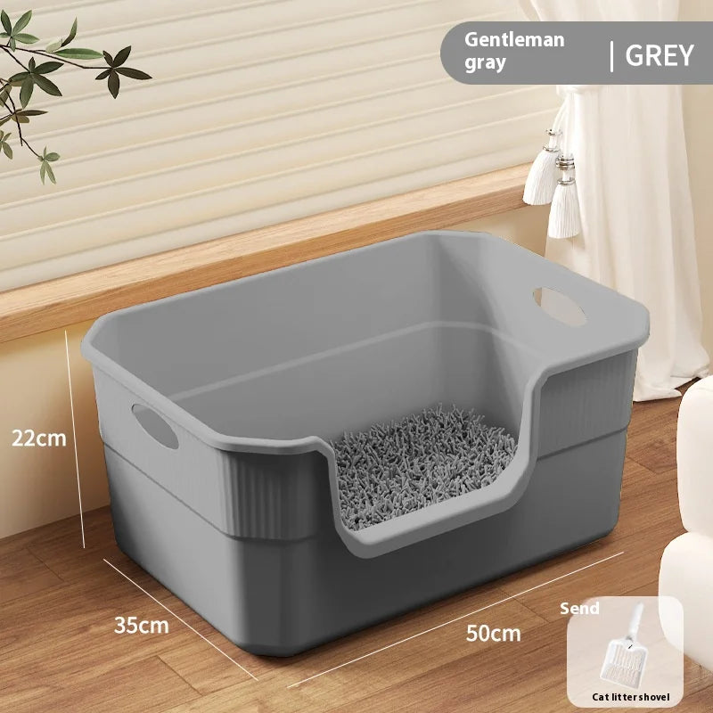 Cat Litter Box - Metal High Sided Cat Pan,Large Stainless Steel Box,Indoor Litter Tray,Non Stick,No Smell,Pet Toilet