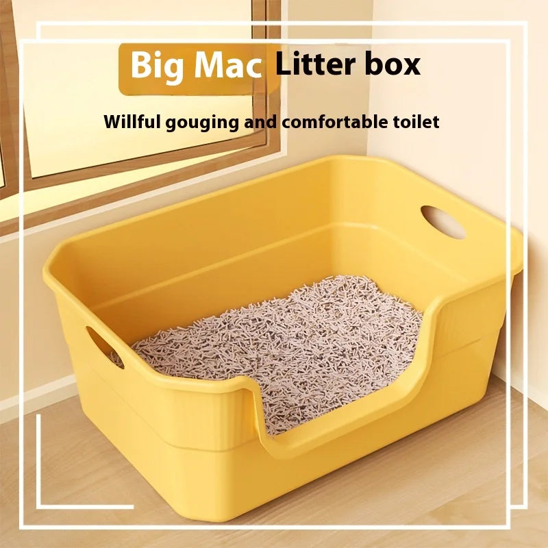 Cat Litter Box - Metal High Sided Cat Pan,Large Stainless Steel Box,Indoor Litter Tray,Non Stick,No Smell,Pet Toilet
