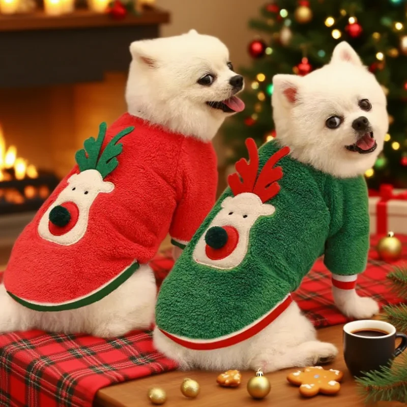 Dog Christmas Clothes Winter Warm Pet Clothes for Small Medium Dogs Elk Santa Claus Dog Cats Coat Hoodies Christmas Dogs Costume
