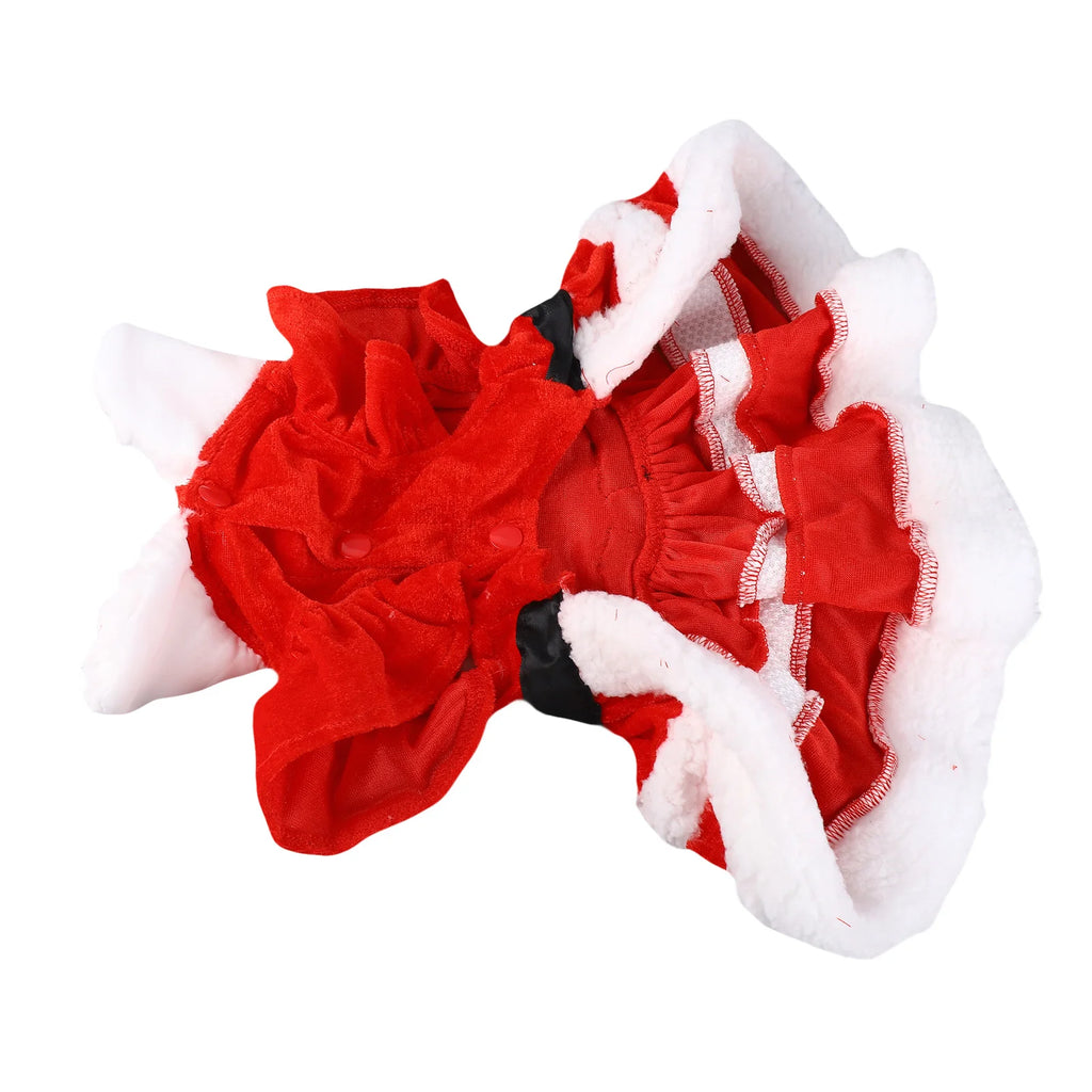 Dog Christmas Costume Puppy Dress Soft Warm Short Sleeve Xmas Pet Clothes Dog Christmas Outfit for Dogs Cats