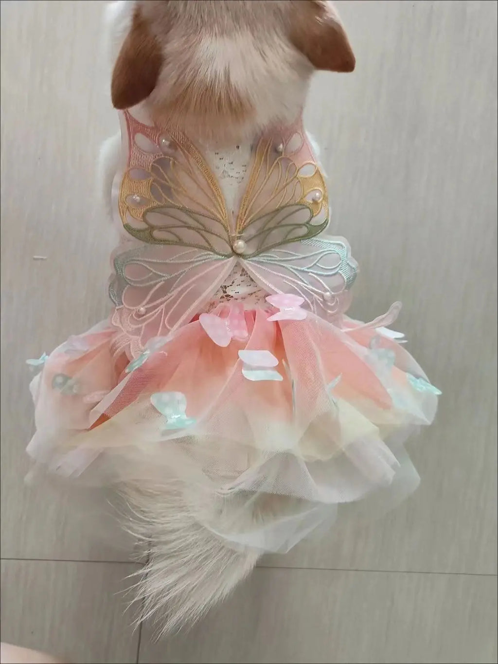 Dog Summer Butterfly Dress for Pets Luxury Clothes Puppy Bridal Gown Tulle Skirt Doggy Clothing, for Small Medium Dogs