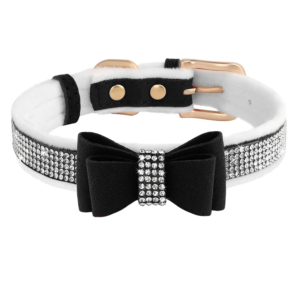 Cute Bowknot Dog Collar Bling Rhinestone Small Dogs