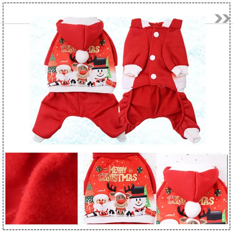 Dog Christmas Clothes Winter Warm Pet Clothes for Small Medium Dogs Elk Santa Claus Dog Cats Coat Hoodies Christmas Dogs Costume