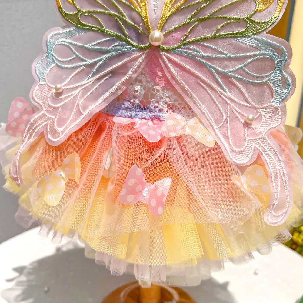 Dog Summer Butterfly Dress for Pets Luxury Clothes Puppy Bridal Gown Tulle Skirt Doggy Clothing, for Small Medium Dogs