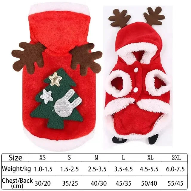 Dog Christmas Clothes Winter Warm Pet Clothes for Small Medium Dogs Elk Santa Claus Dog Cats Coat Hoodies Christmas Dogs Costume